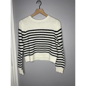 Forever 21 White Cropped Striped Sweater